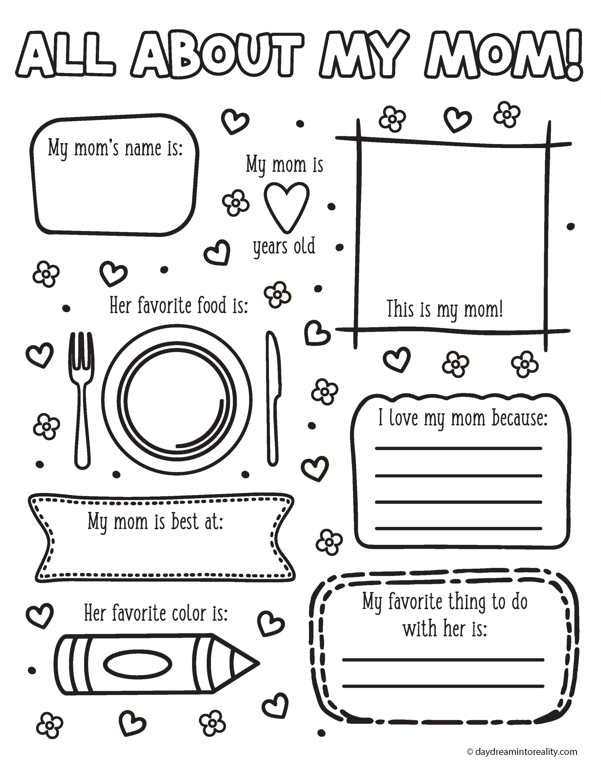 All About My Mom Free PDF Printable Daydream Into Reality All About My Mom Free PDF Printable Daydream Into Reality