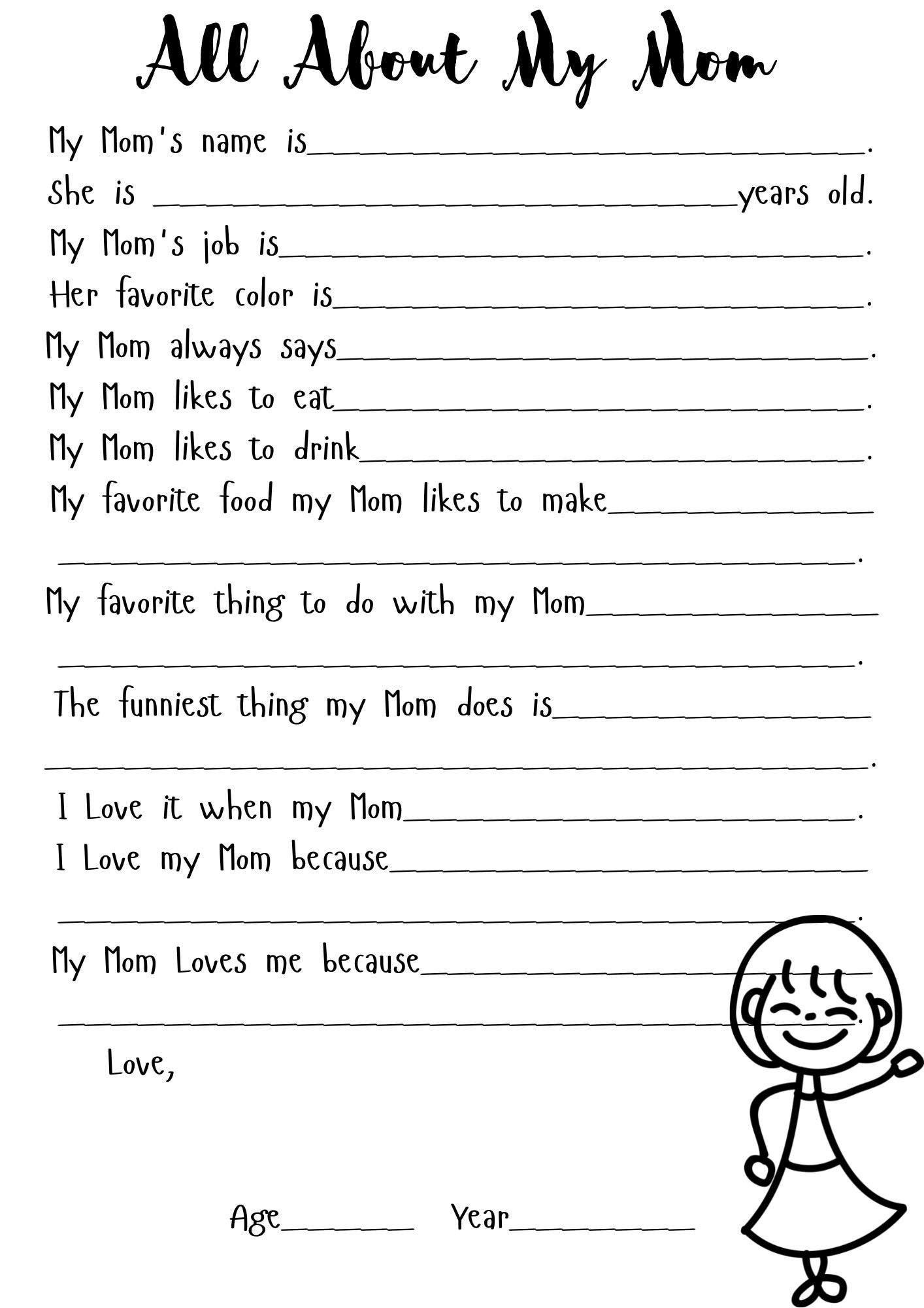 All About My Mom Printable Questionnaire Mother s Day Birthday Gift PDF Etsy