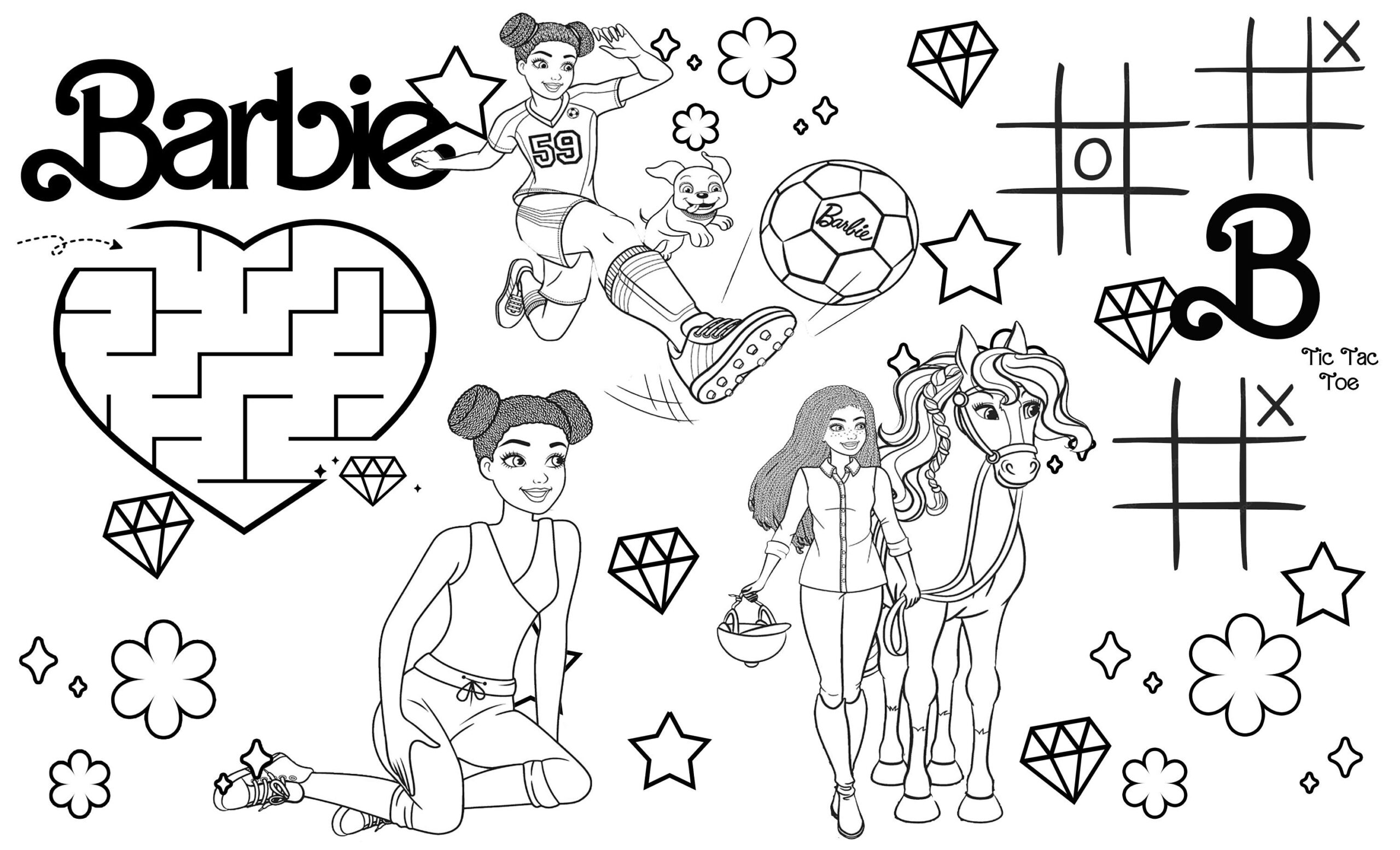 Barbie Activity Sheet coloring Page Etsy