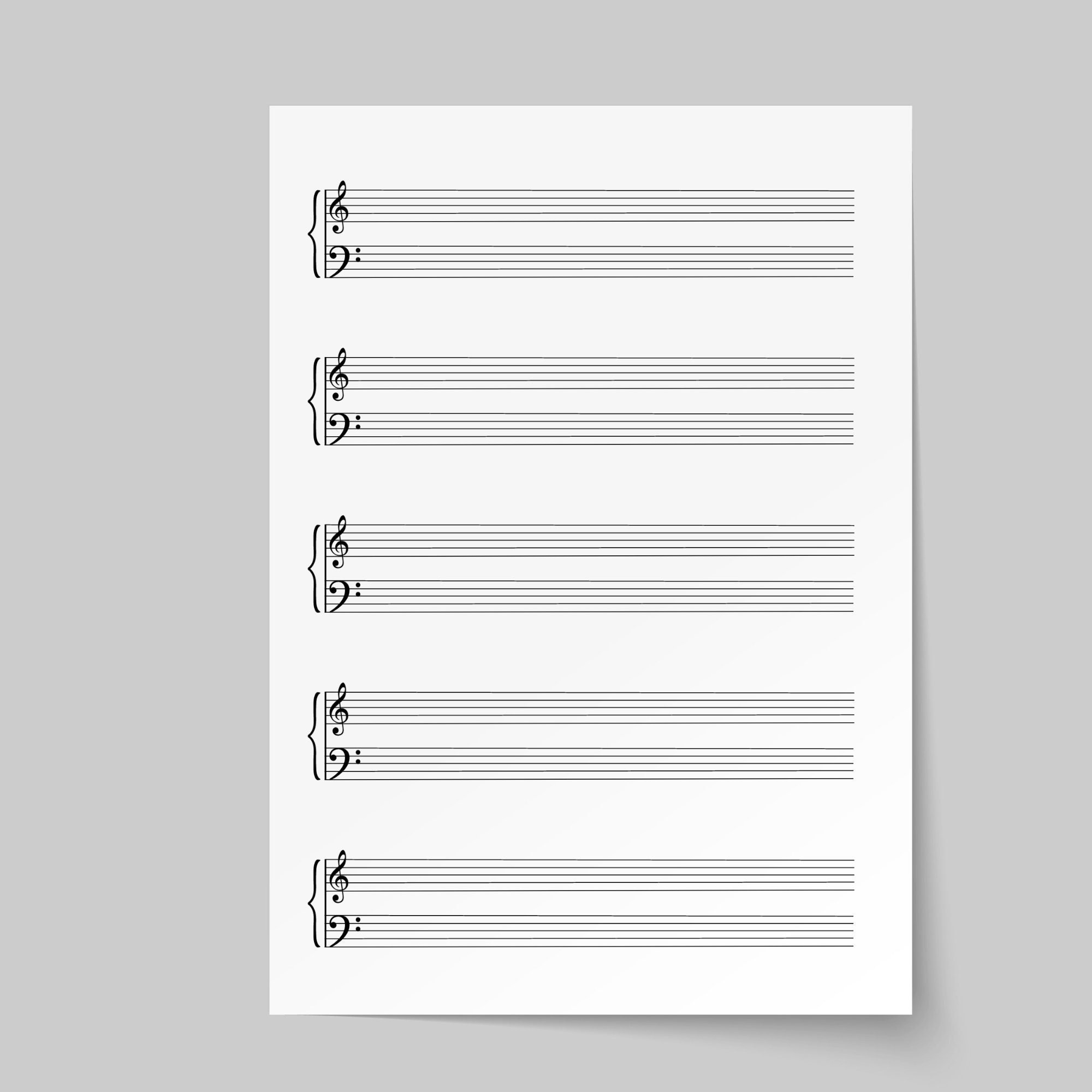 BLANK PIANO SHEET Music Piano Manuscript Paper Printable Blank Staff Paper Blank Sheet Music Music Classroom Piano Teacher Compose Etsy