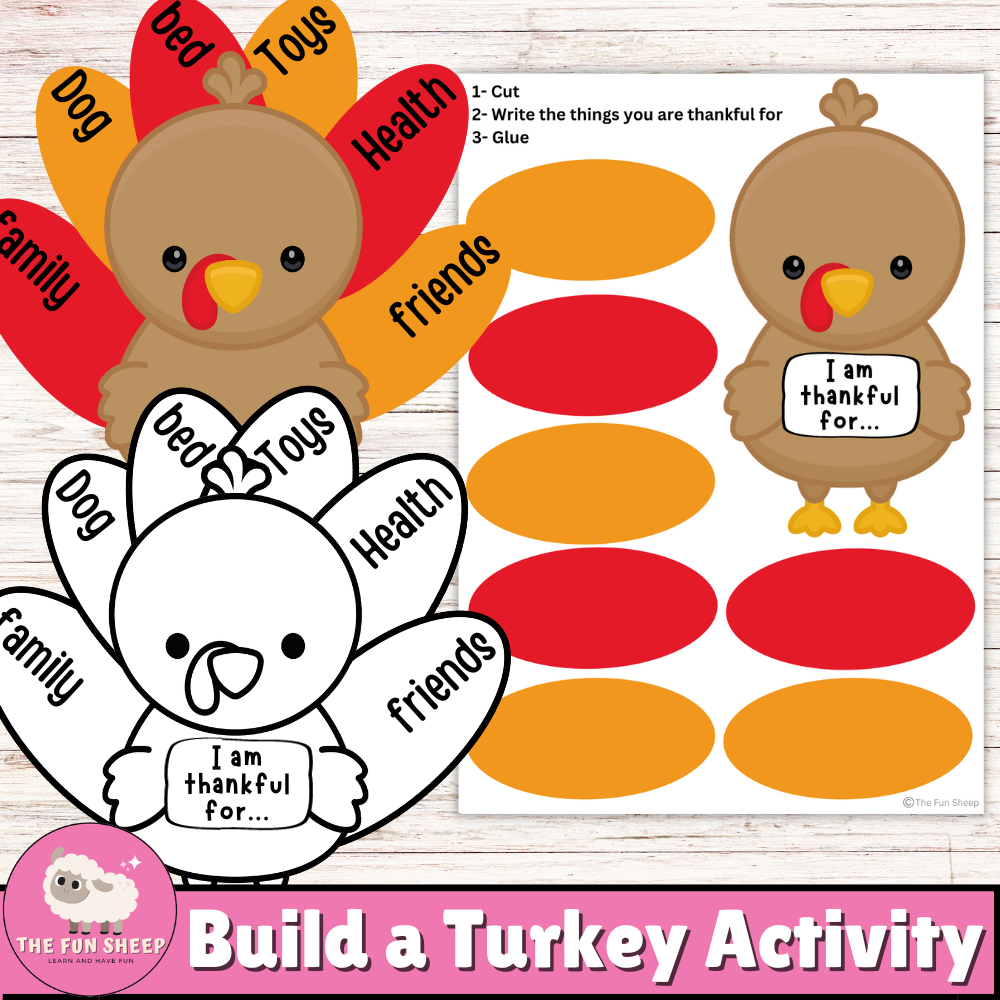 Build A Turkey Activity I m Thankful For Printable Thanksgiving Turkey Craft Made By Teachers