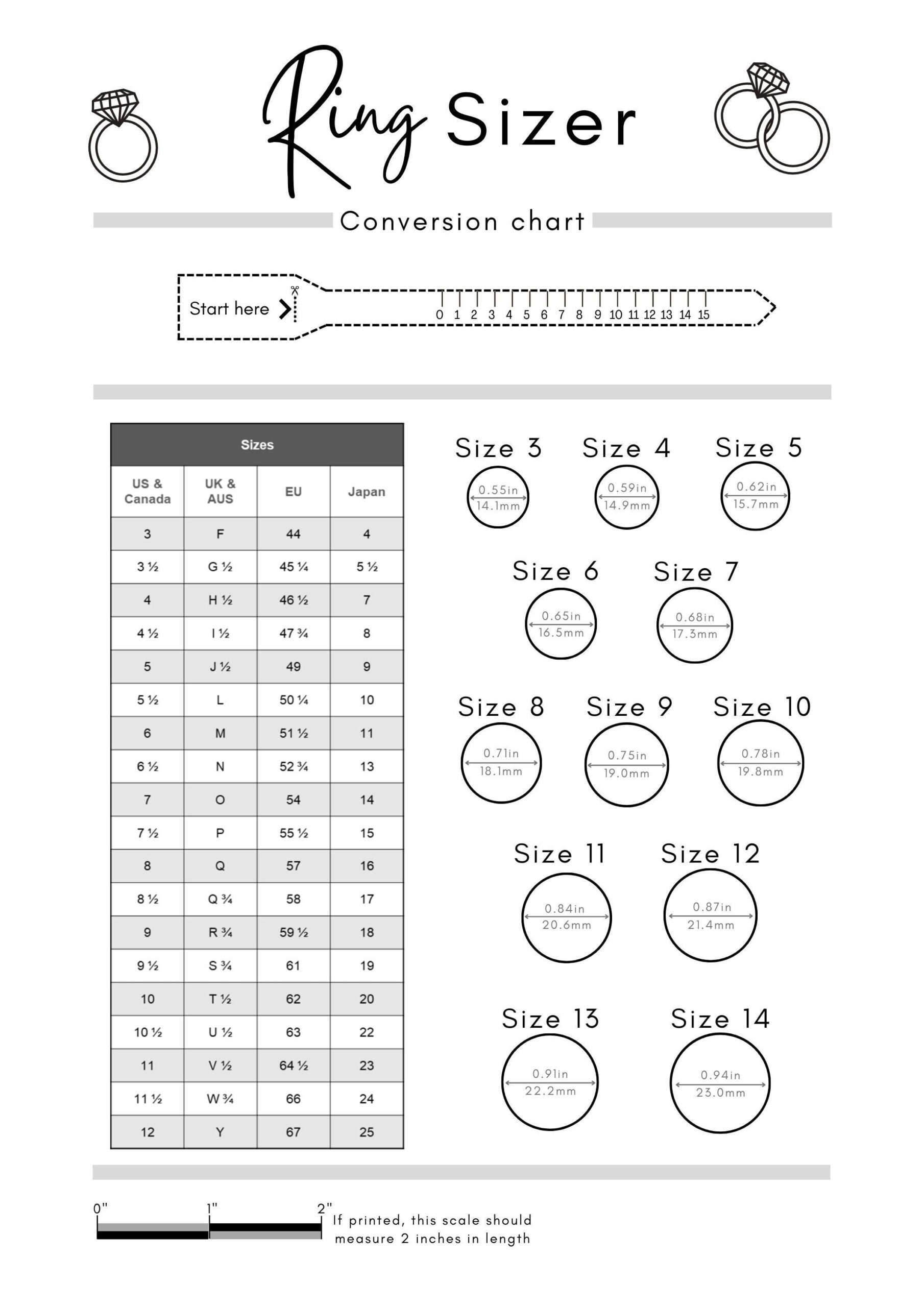 Buy Printable Ring Sizer Accurate Ring Size Finder Measuring Tool International Ring Size Chart Measure Finger Instant Download Online In India Etsy