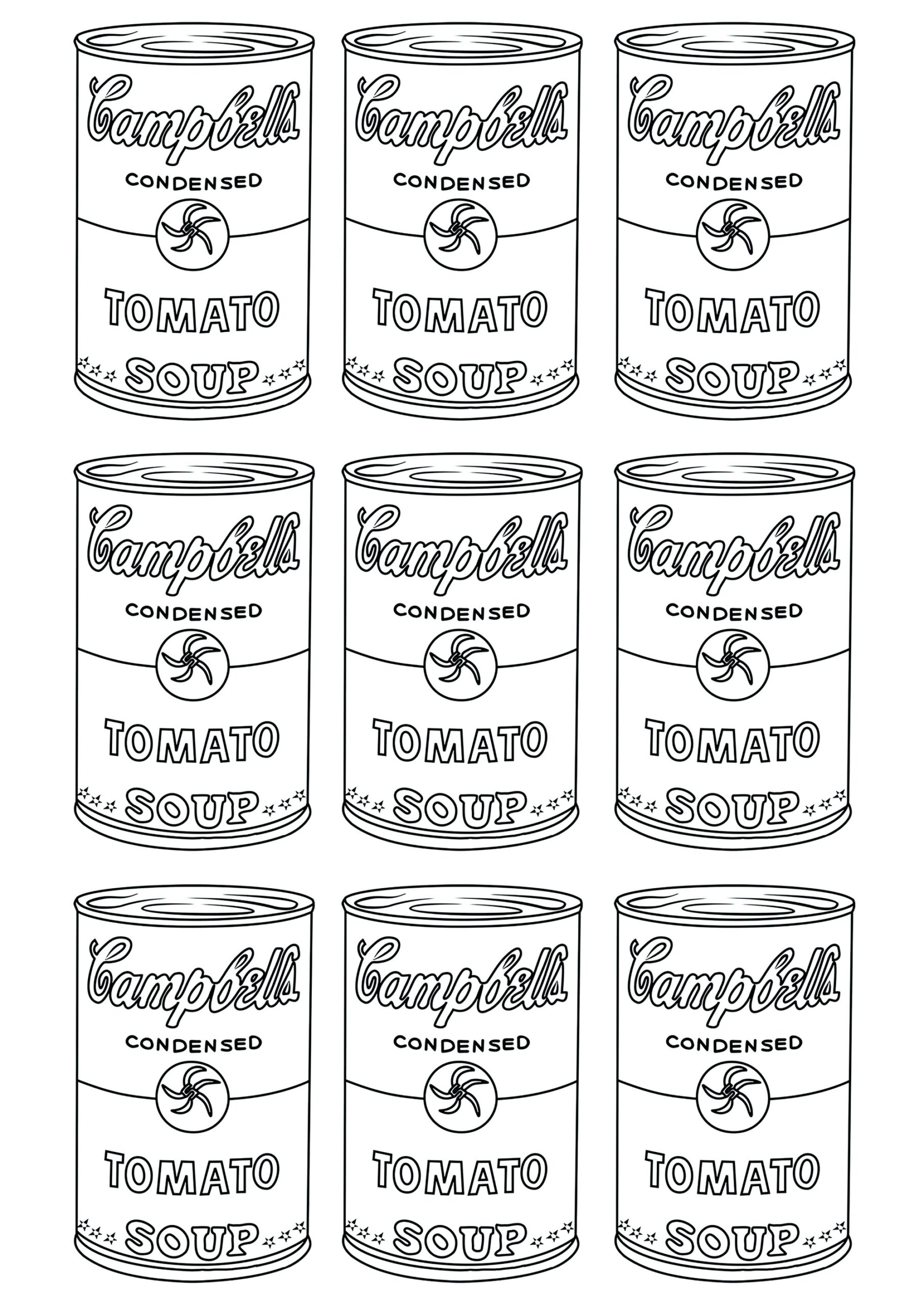 Campbell s Soup Cans Pop Art Coloring Pages