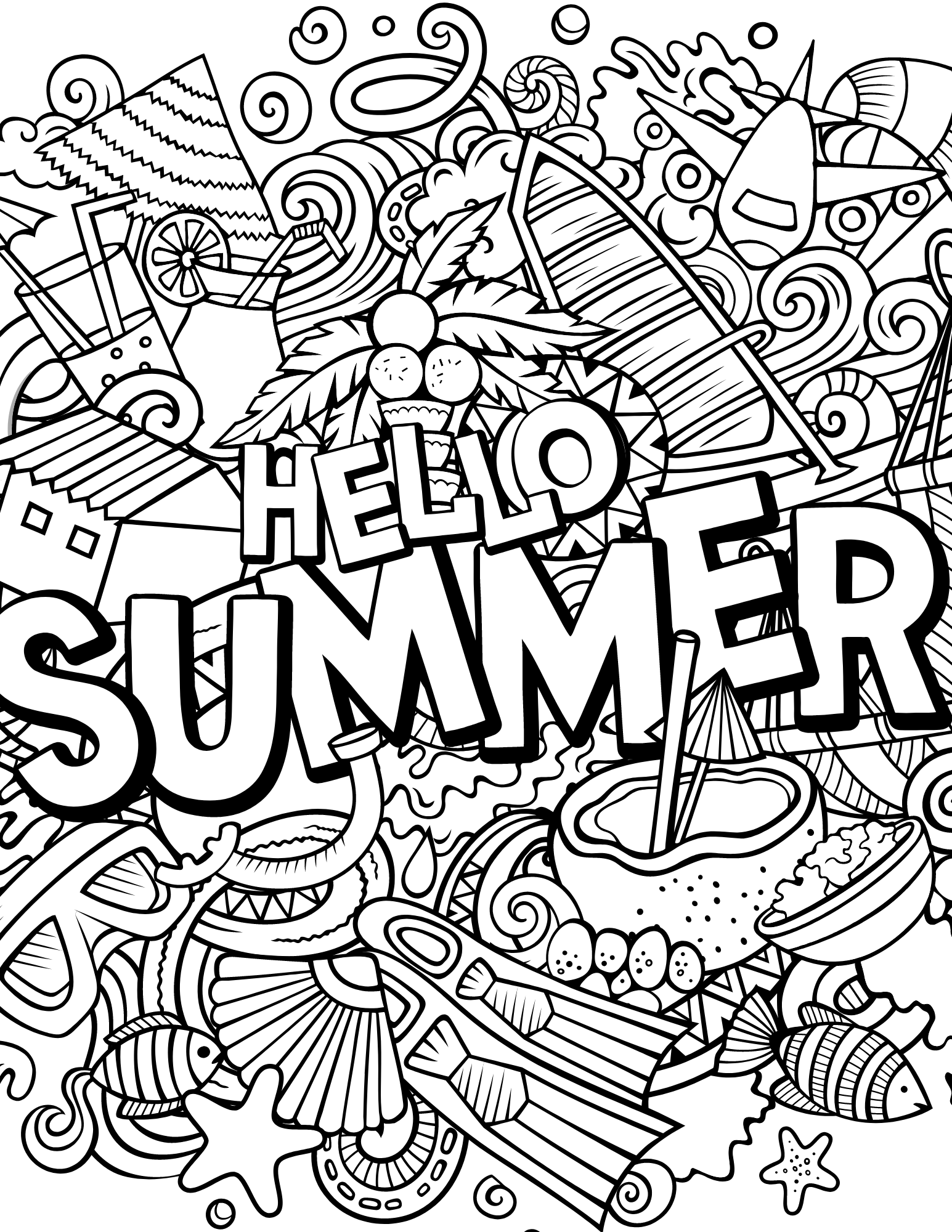 printable colouring pages summer