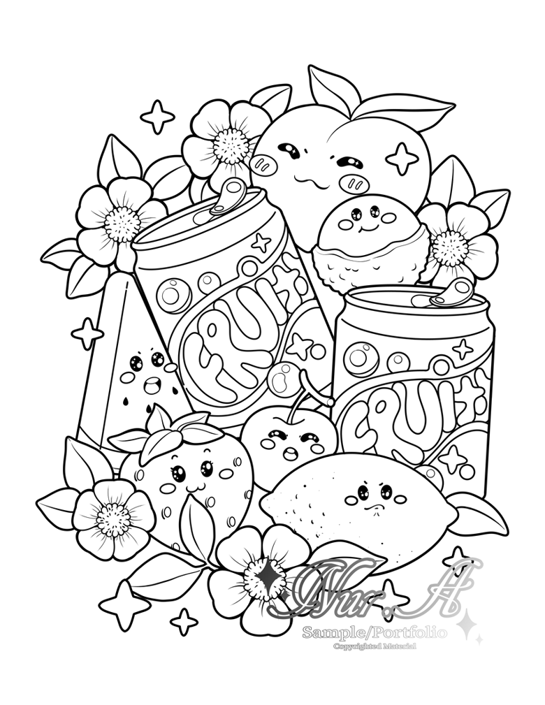 Coloring Page Kawaii Food Namae Art PLUS s Ko fi Shop