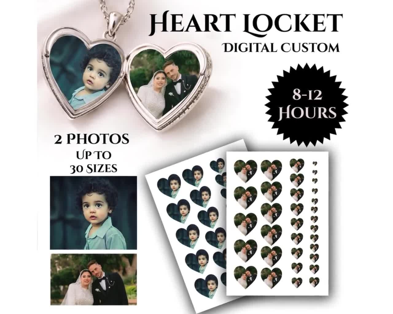 Custom Heart Locket Photo Prints Printable Heart Photos For Lockets Digital Love Charm Pictures Digital Download Etsy Israel