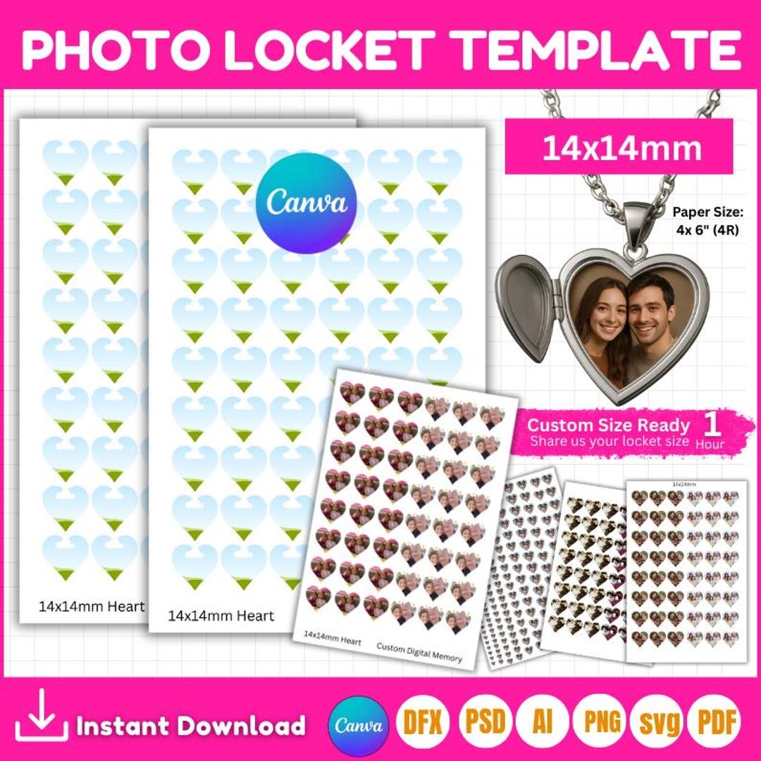 Custom Photo Heart Locket Prints Love Locket Pictures Printable Locket Photos Heart Locket Size Insert Digital Locket Digital Prints Etsy New Zealand