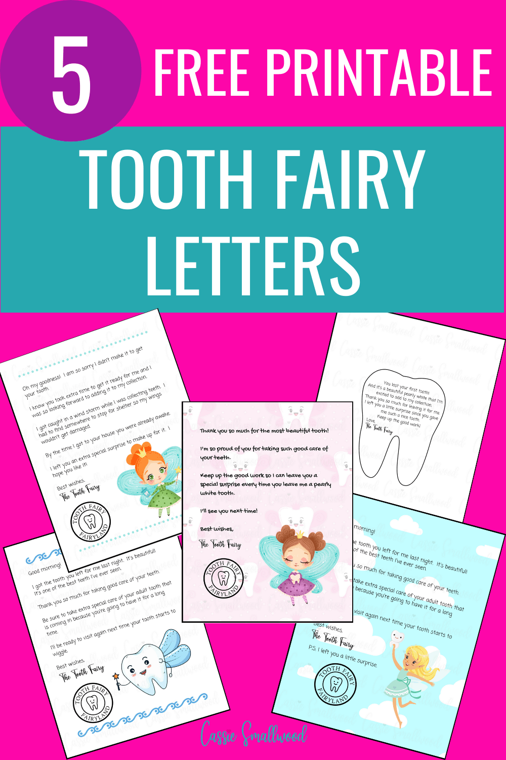 Cute Free Printable Tooth Fairy Letters Notes Cassie Smallwood