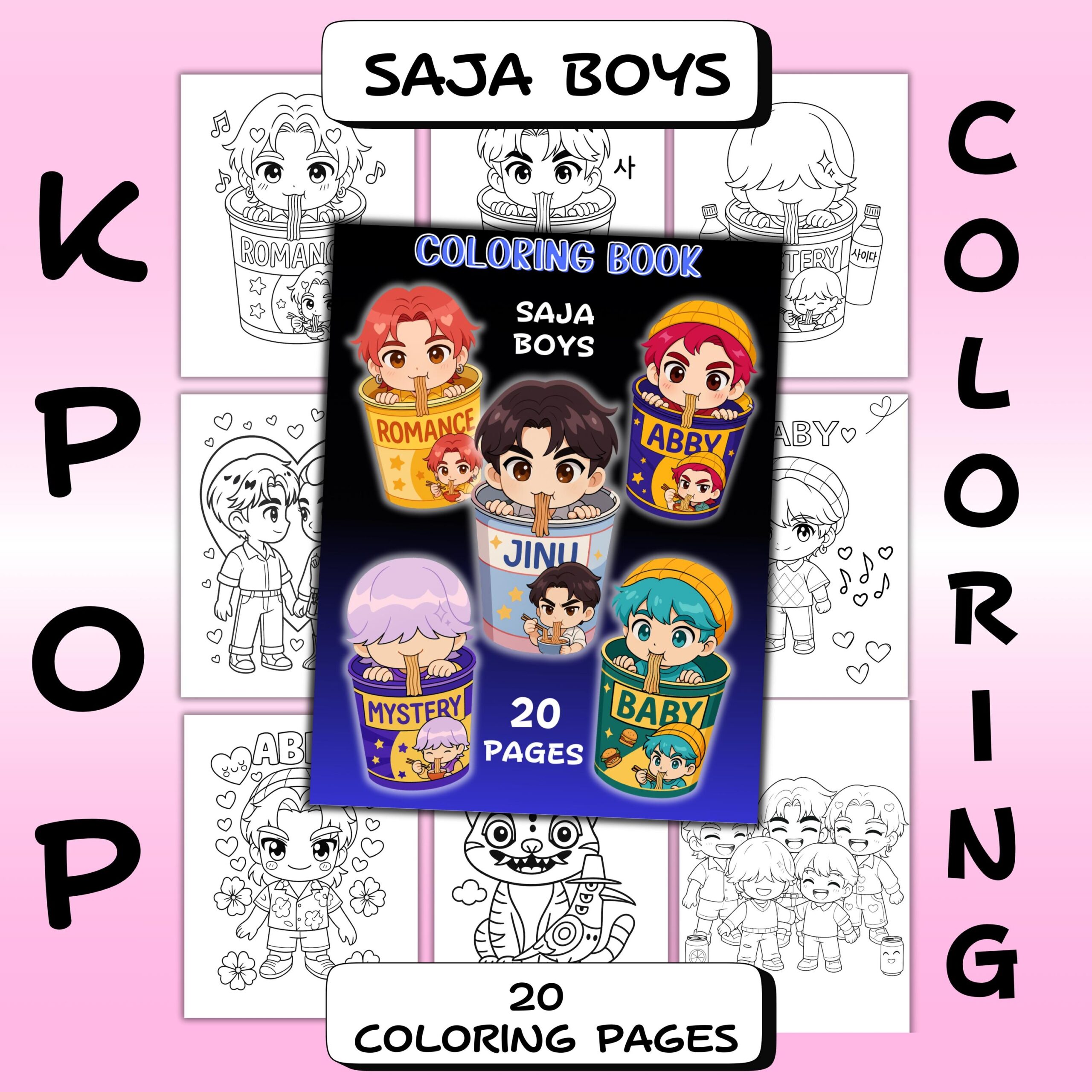 Demon Hunter Kpop Coloring Book Saja Boys Band Chibi Anime 20 Digital Pages Etsy