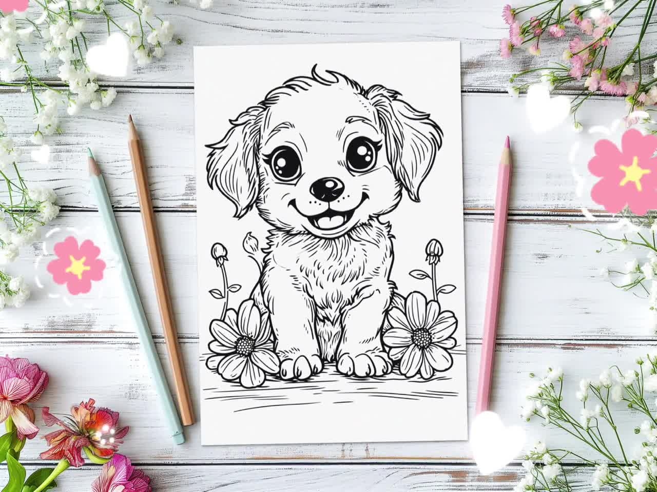 dog color pages printable