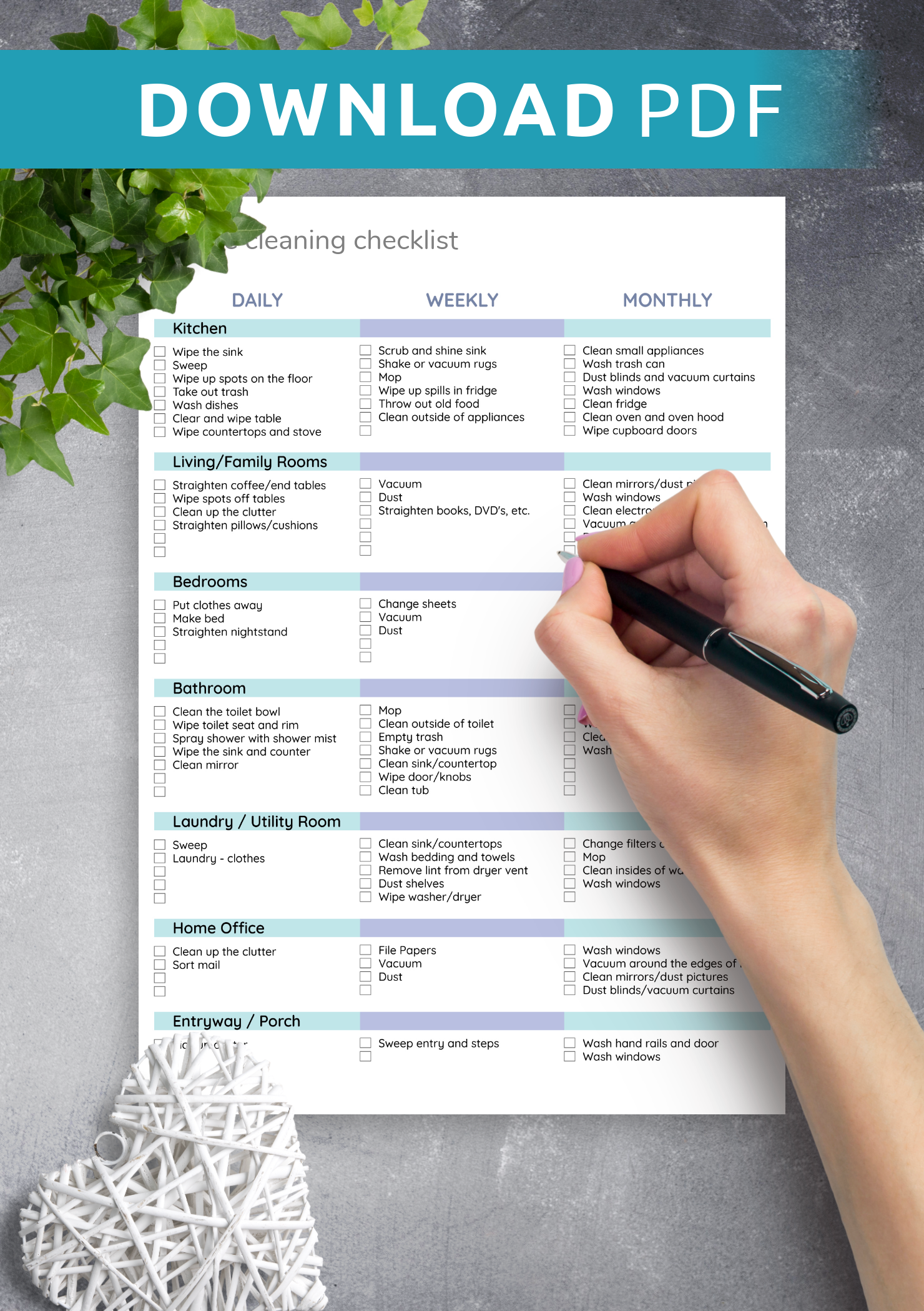 Download Printable House Cleaning Checklist Template PDF