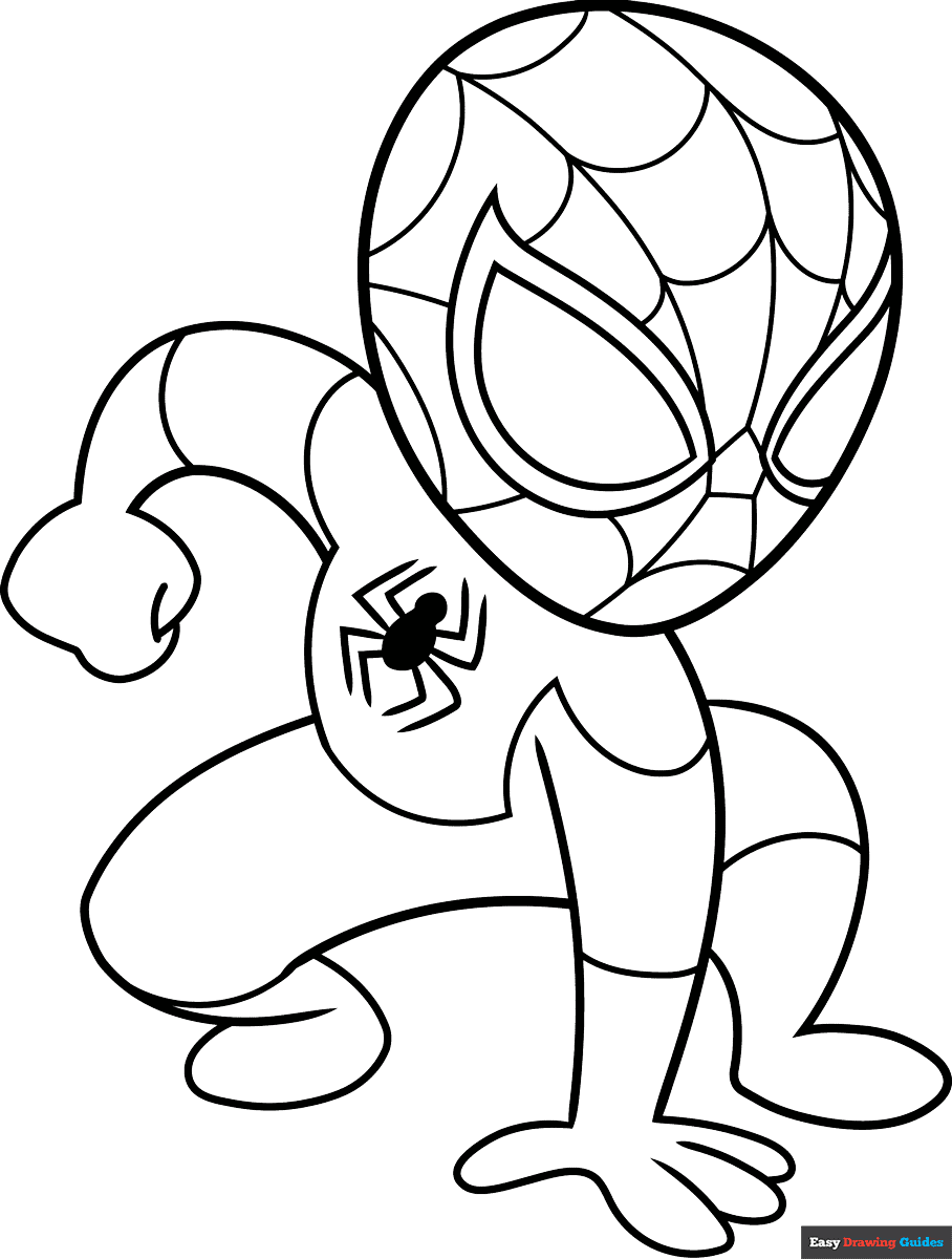 Easy Cartoon Spider Man Coloring Page Easy Drawing Guides