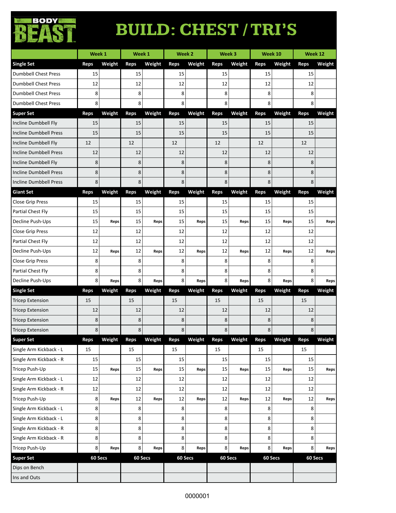 Free Improved Body Beast Workout Sheets By ZillaFitness Worksheets Library