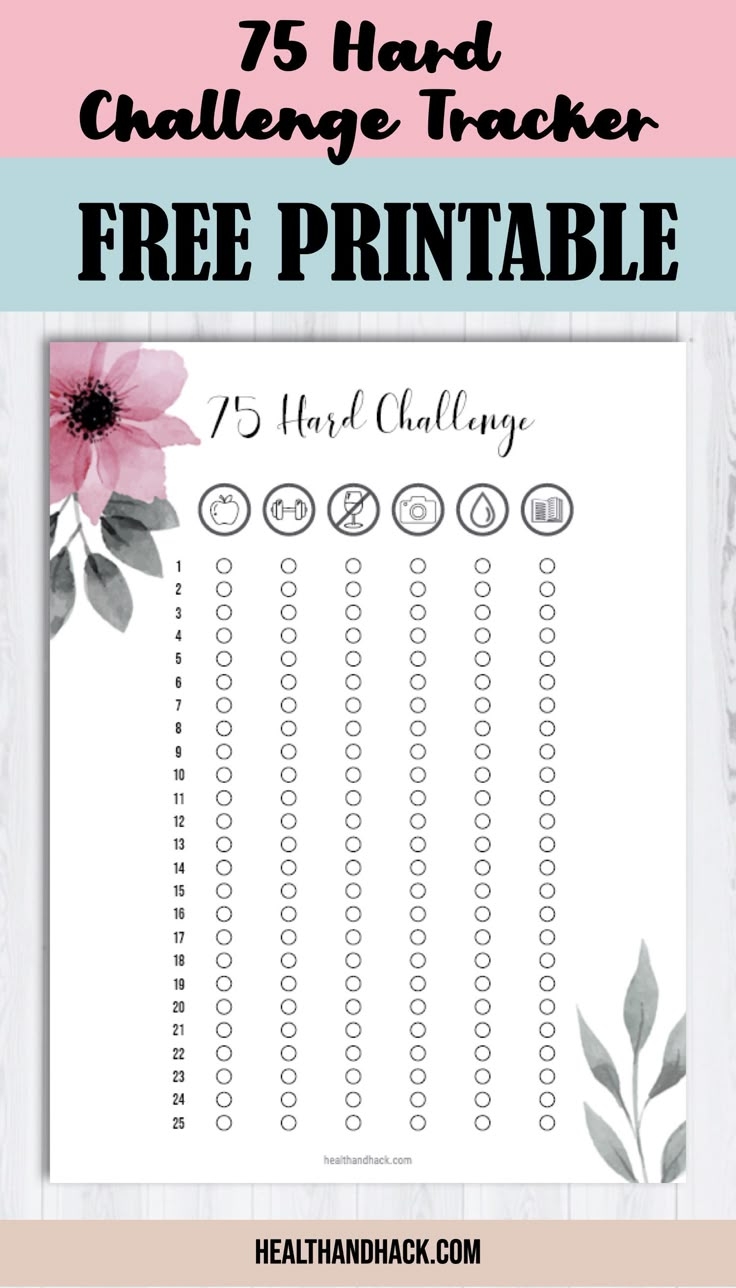 75 hard challenge printable