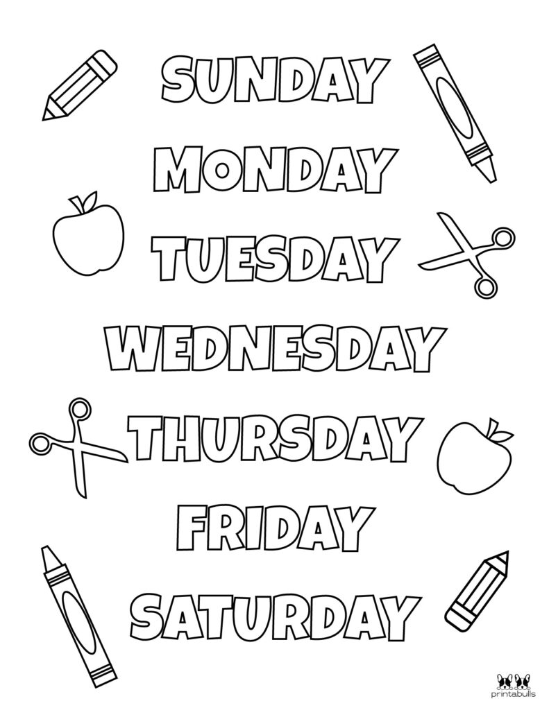 days of the week printables