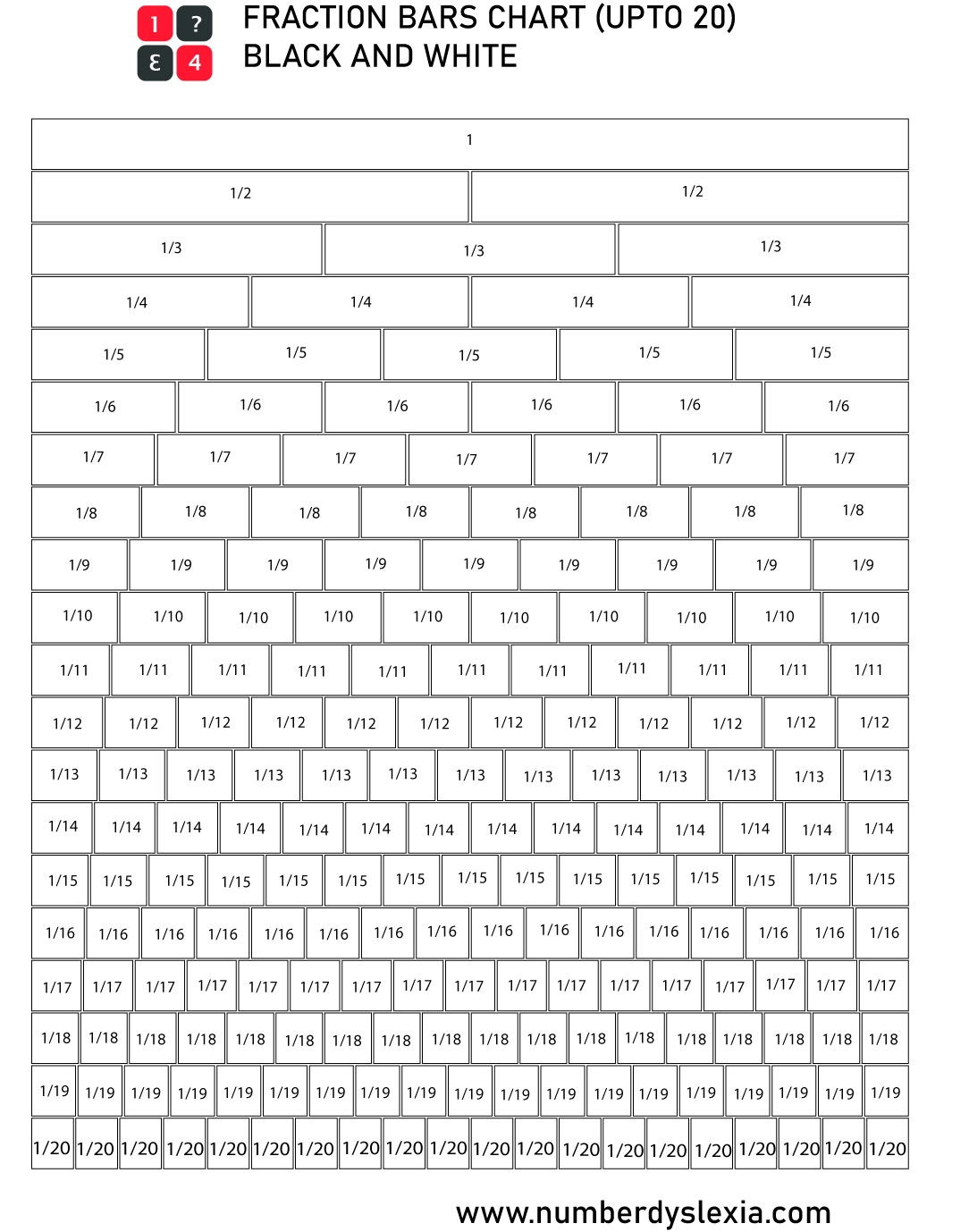 fraction bars printable fraction bars printable