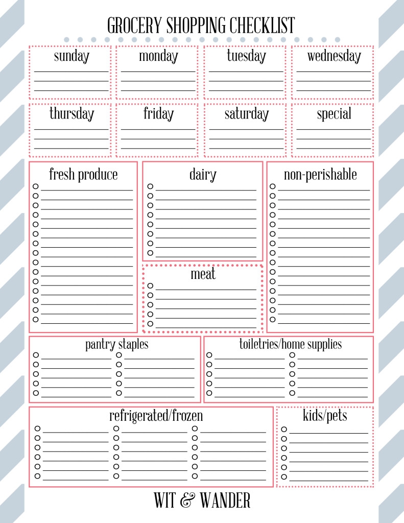 shopping list printable