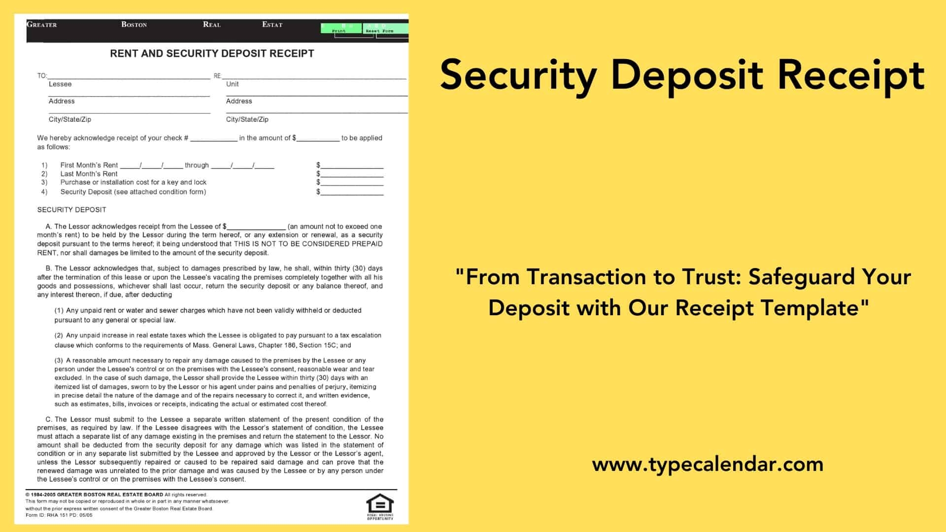 Free Printable Security Deposit Receipt Templates PDF Word 