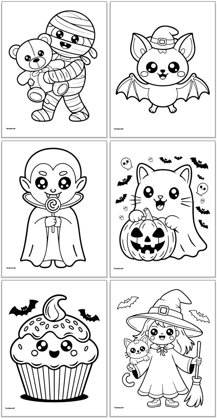 Free Printable Spooky Cute Halloween Coloring Pages