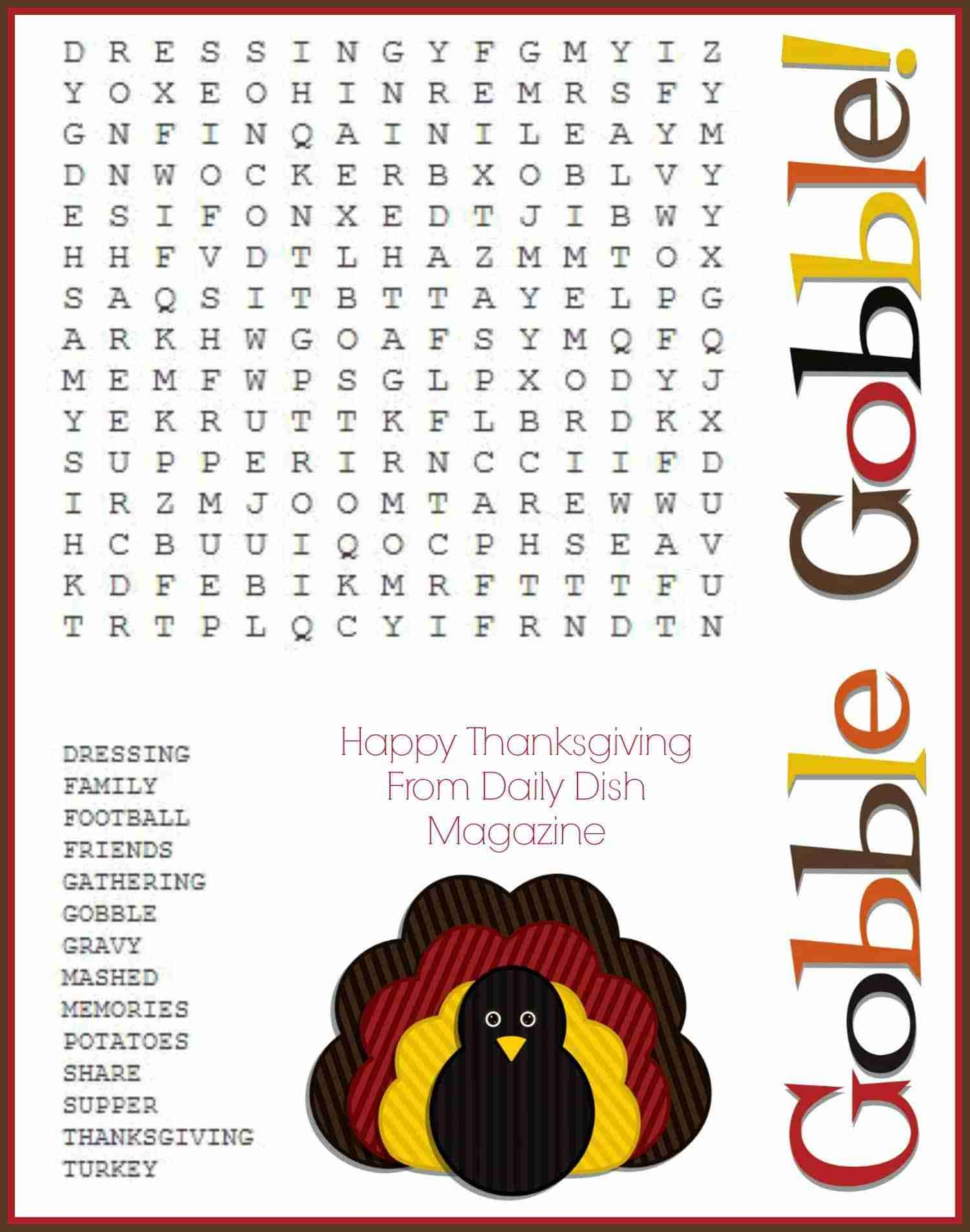 thanksgiving printable word puzzles