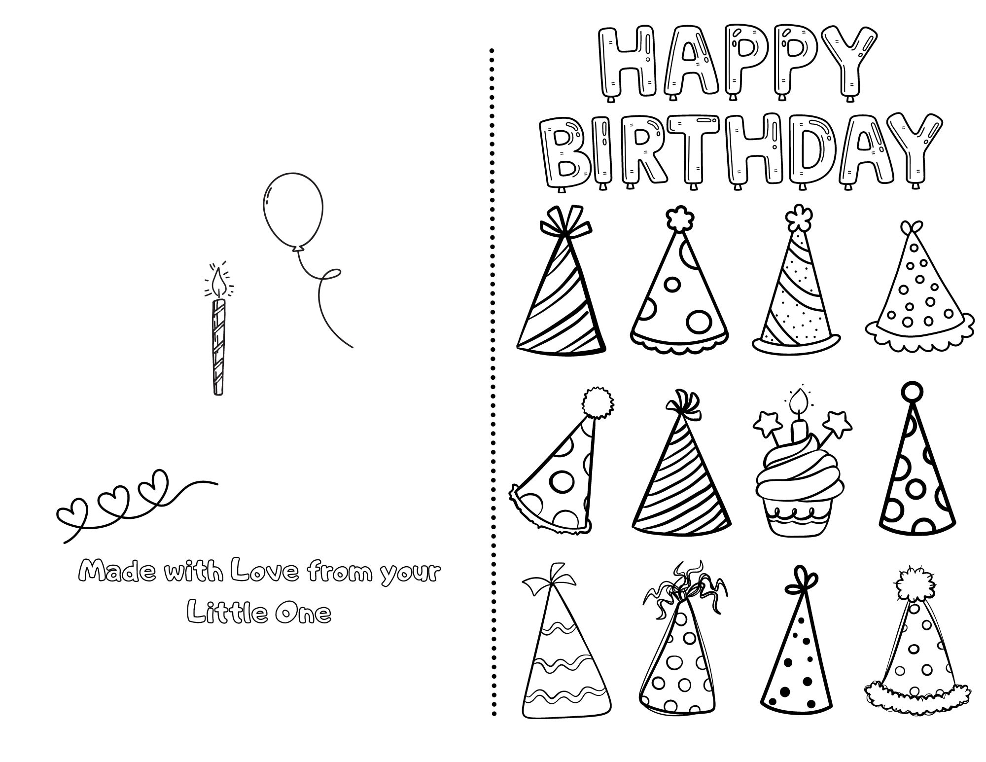 Happy Birthday Printable Foldable Kid Birthday Card To Color For Anyone Etsy Happy Birthday Printable Foldable Kid Birthday Card To Color For Anyone Etsy
