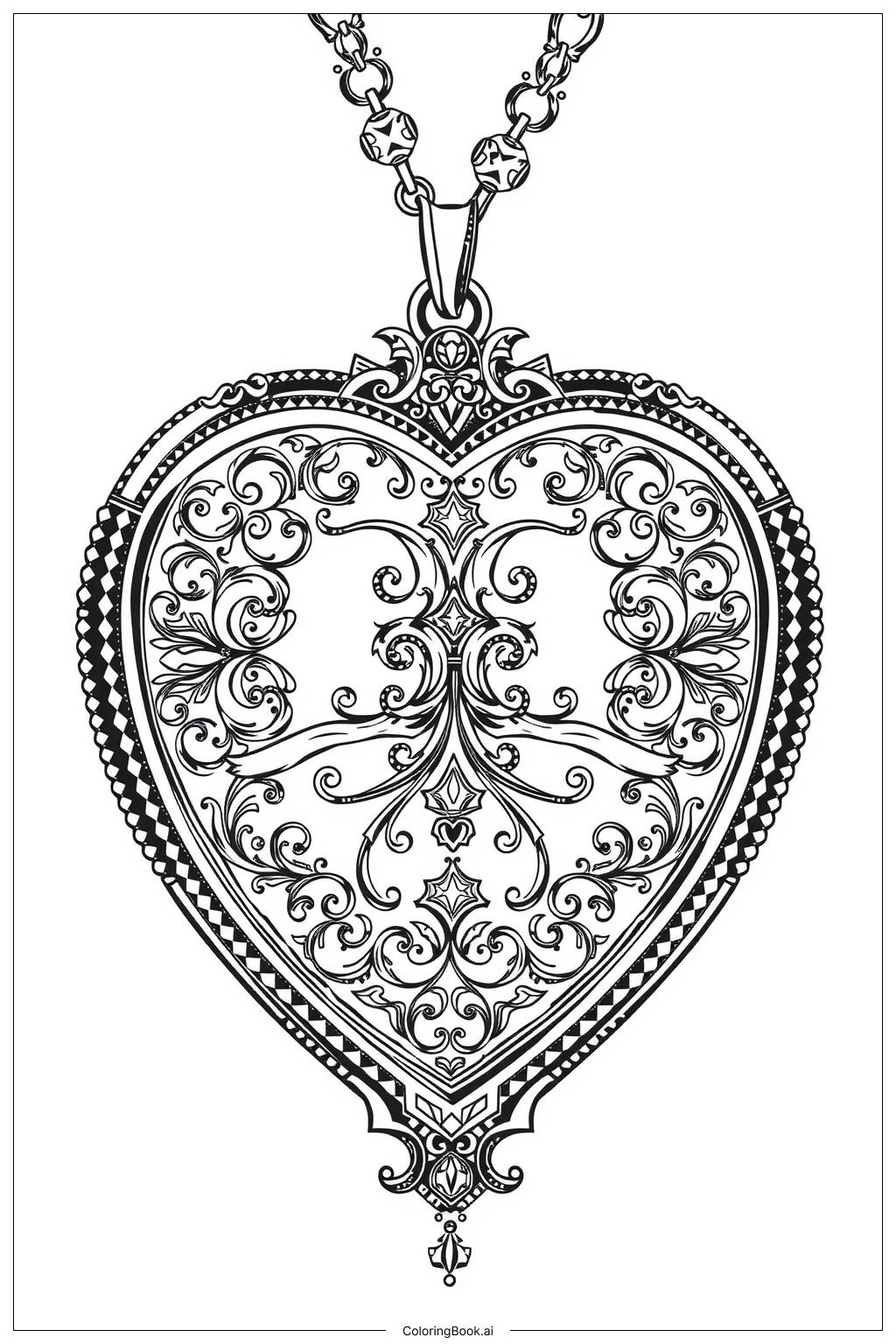 Heart Locket Opening Moment Coloring Page Free PDF PNG Printable 