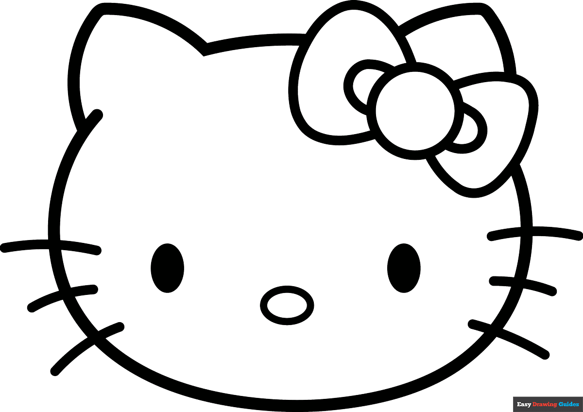 Hello Kitty Face Coloring Page Easy Drawing Guides