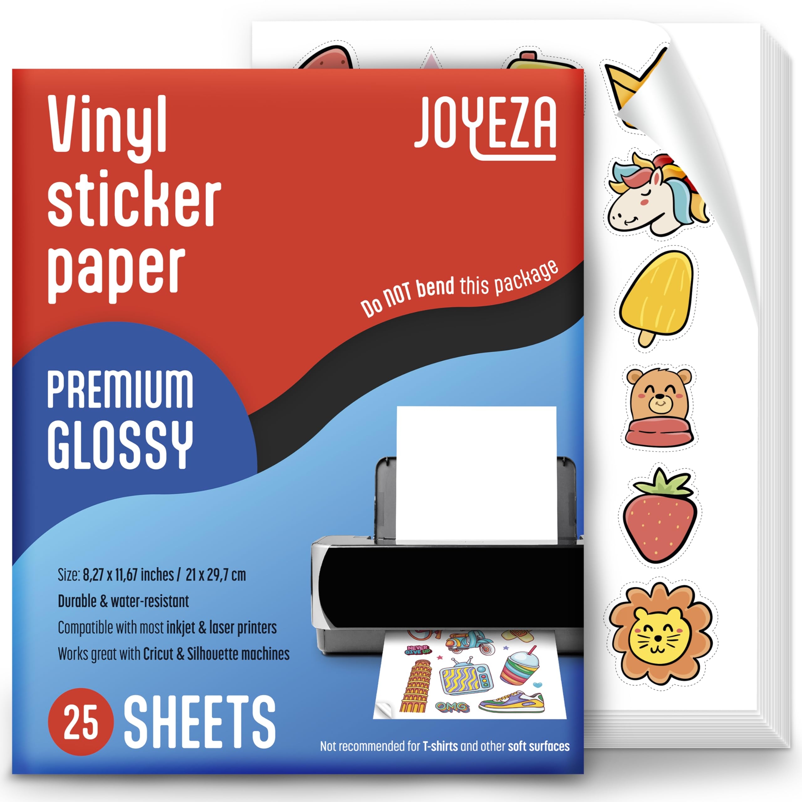 JOYEZA Premium Printable Vinyl Sticker Paper For Inkjet Printer 25 Sheets G EBay