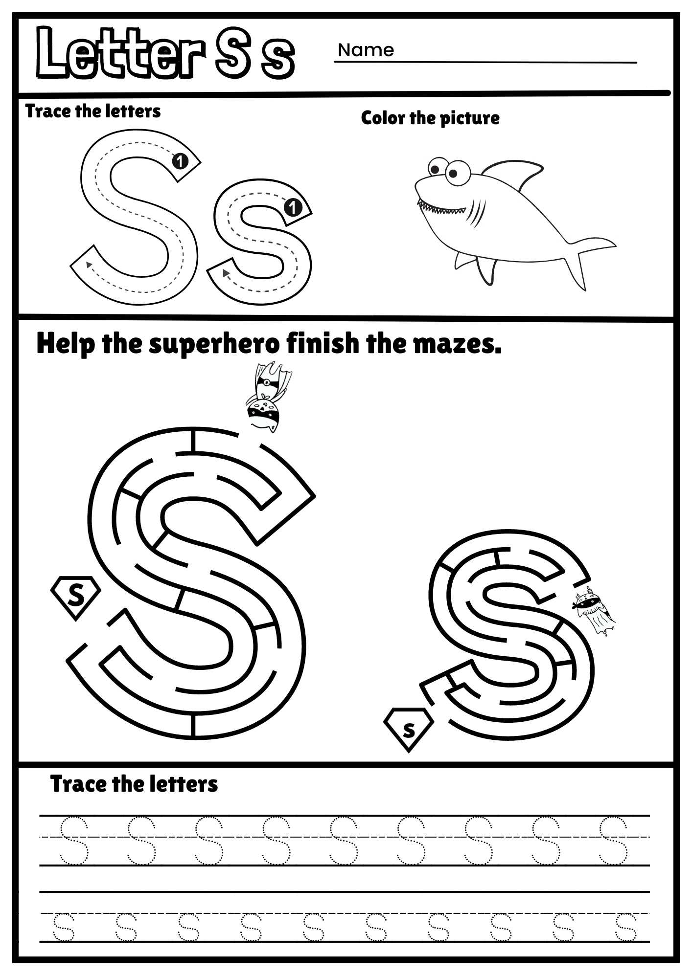 free printable letter s