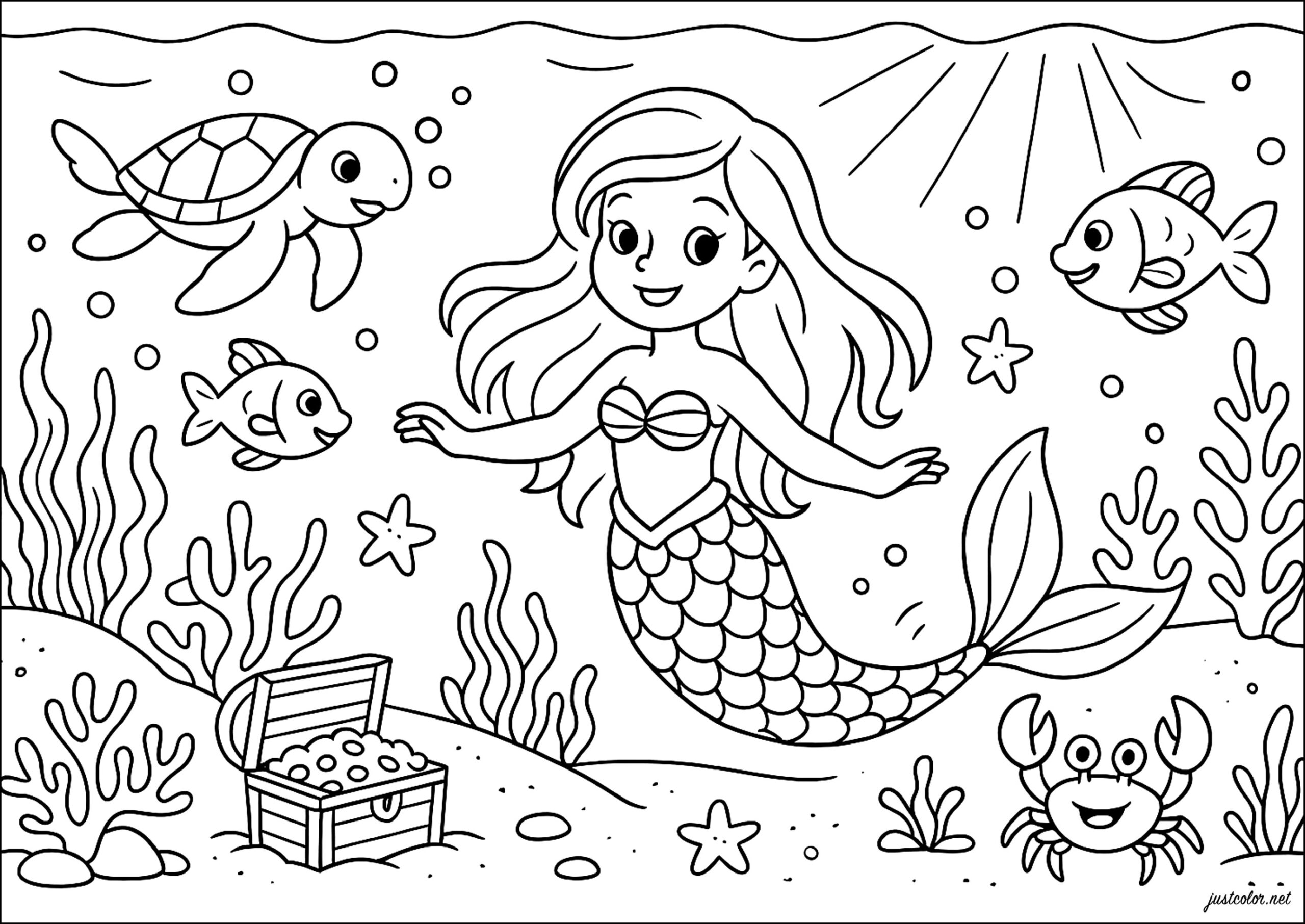 printable mermaid colouring pages