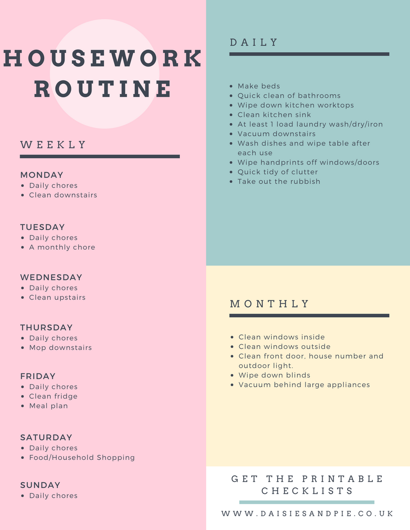 housework checklist printable