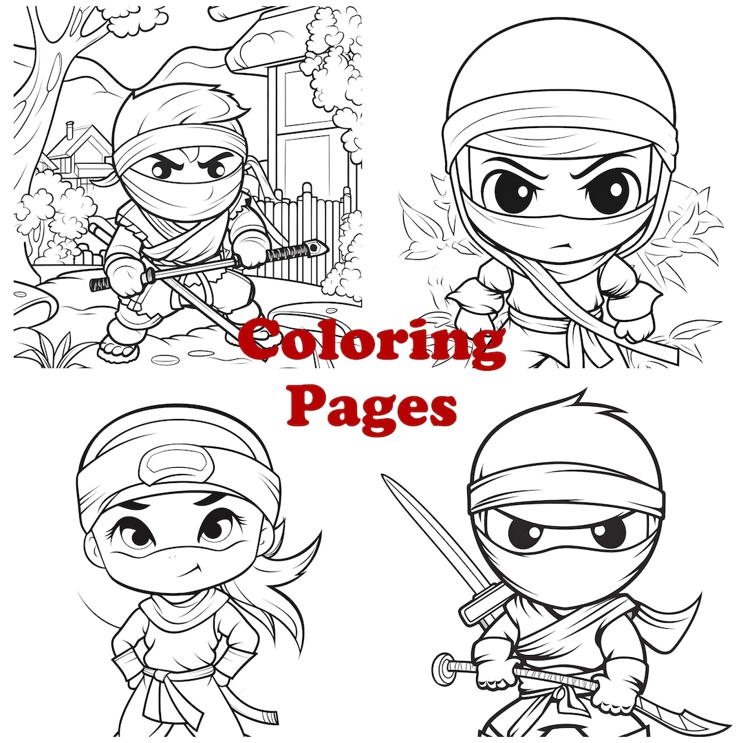 Ninja Coloring Pages Kids Activity PNG Etsy
