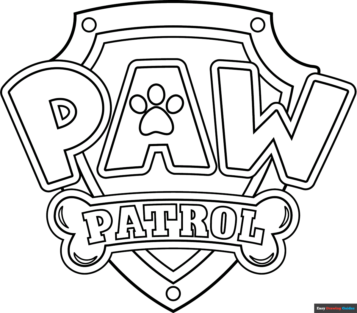 Paw Patrol Logo Coloring Page Easy Drawing Guides