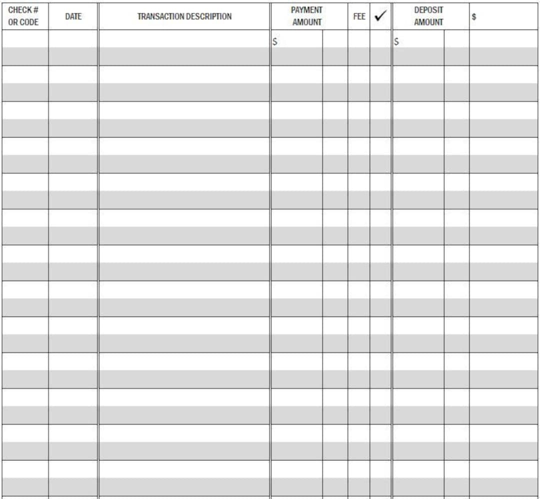 Printable Checkbook Register PDF File Prints On 8 1 2 X 11 Inch Paper Etsy