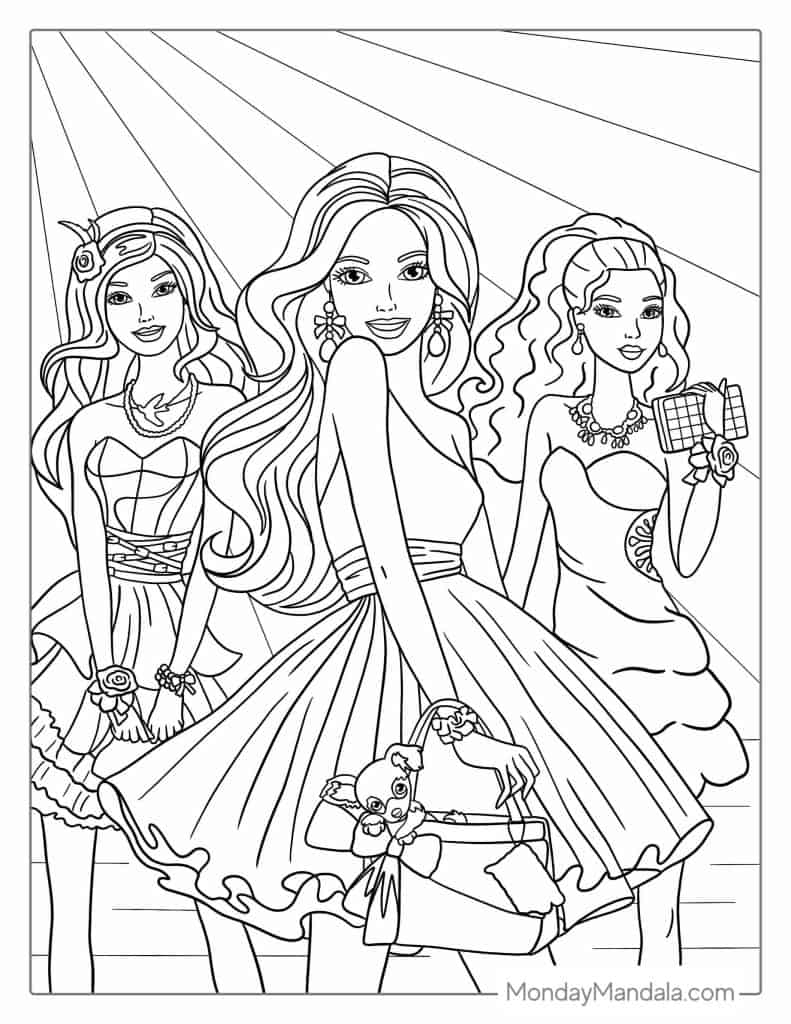 Printable Easy Barbie Coloring Pages Pretty Barbie Coloring Page Easy Drawing Guides