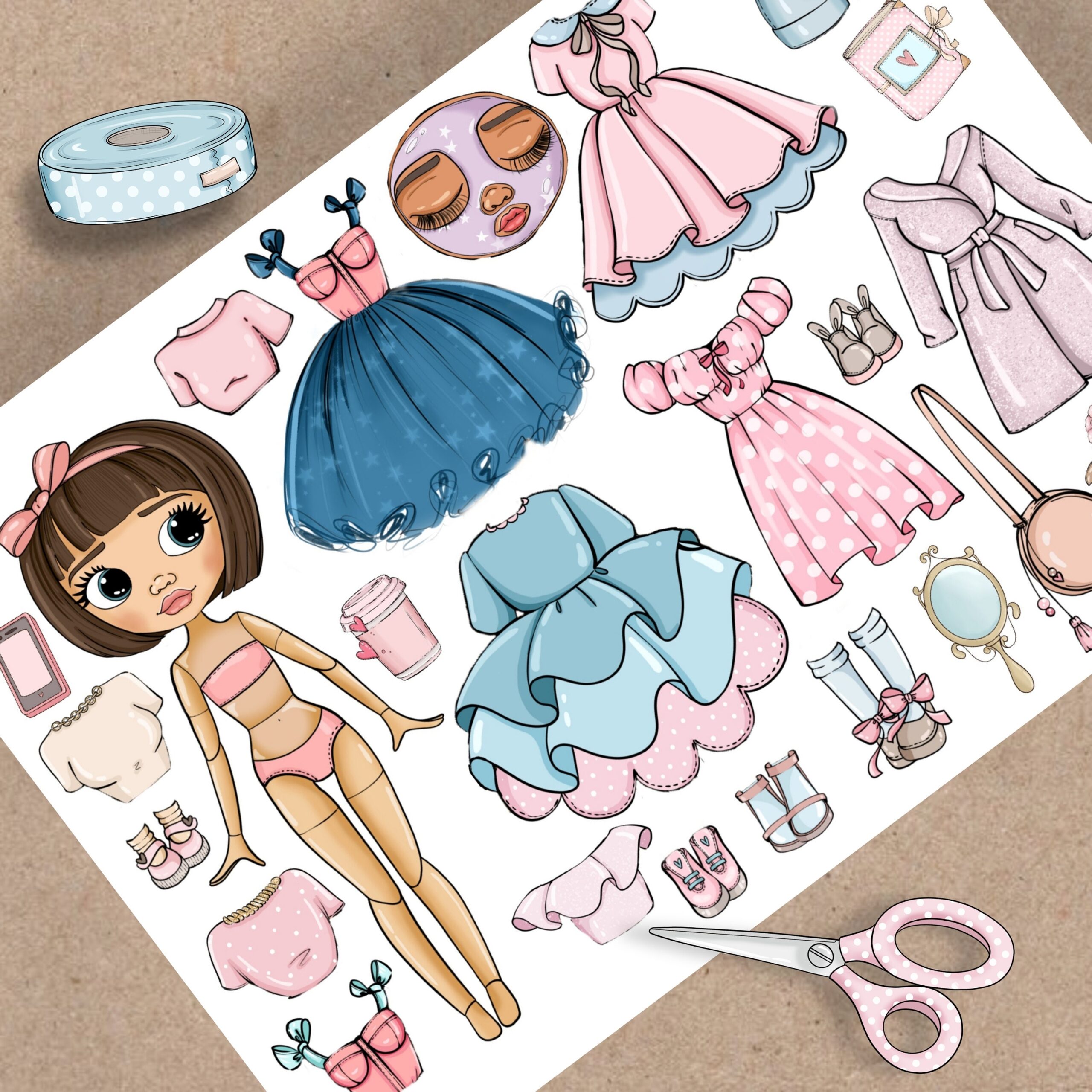 Printable Paper Doll Blythe With Clothes Digital PDF Instant Download Dress Up Cut Out Doll Busy Book Activity Fashion Girl Template Etsy