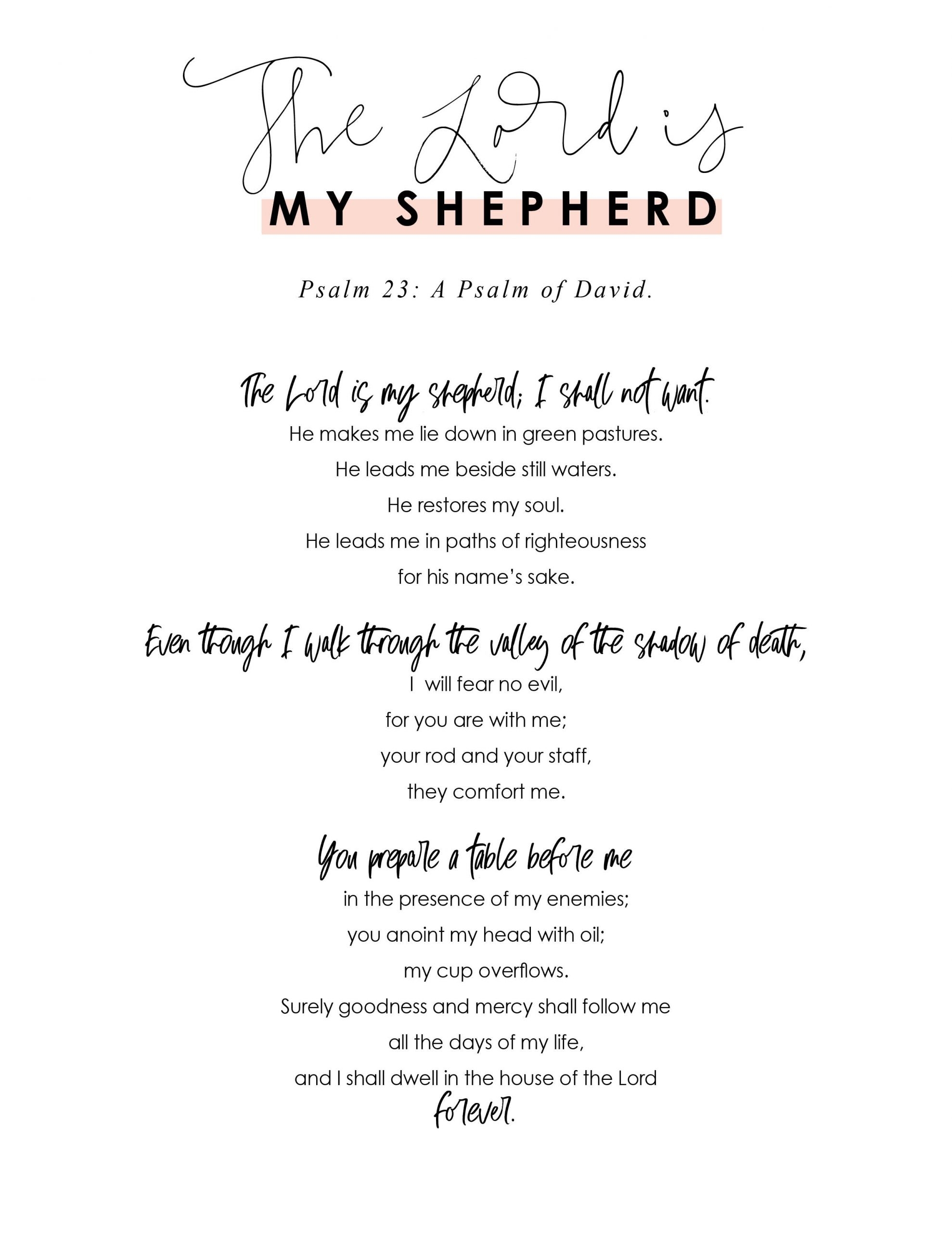 Psalm 23 printable The Lord is my shepherd House Mix Psalm 23 printable The Lord is my shepherd House Mix