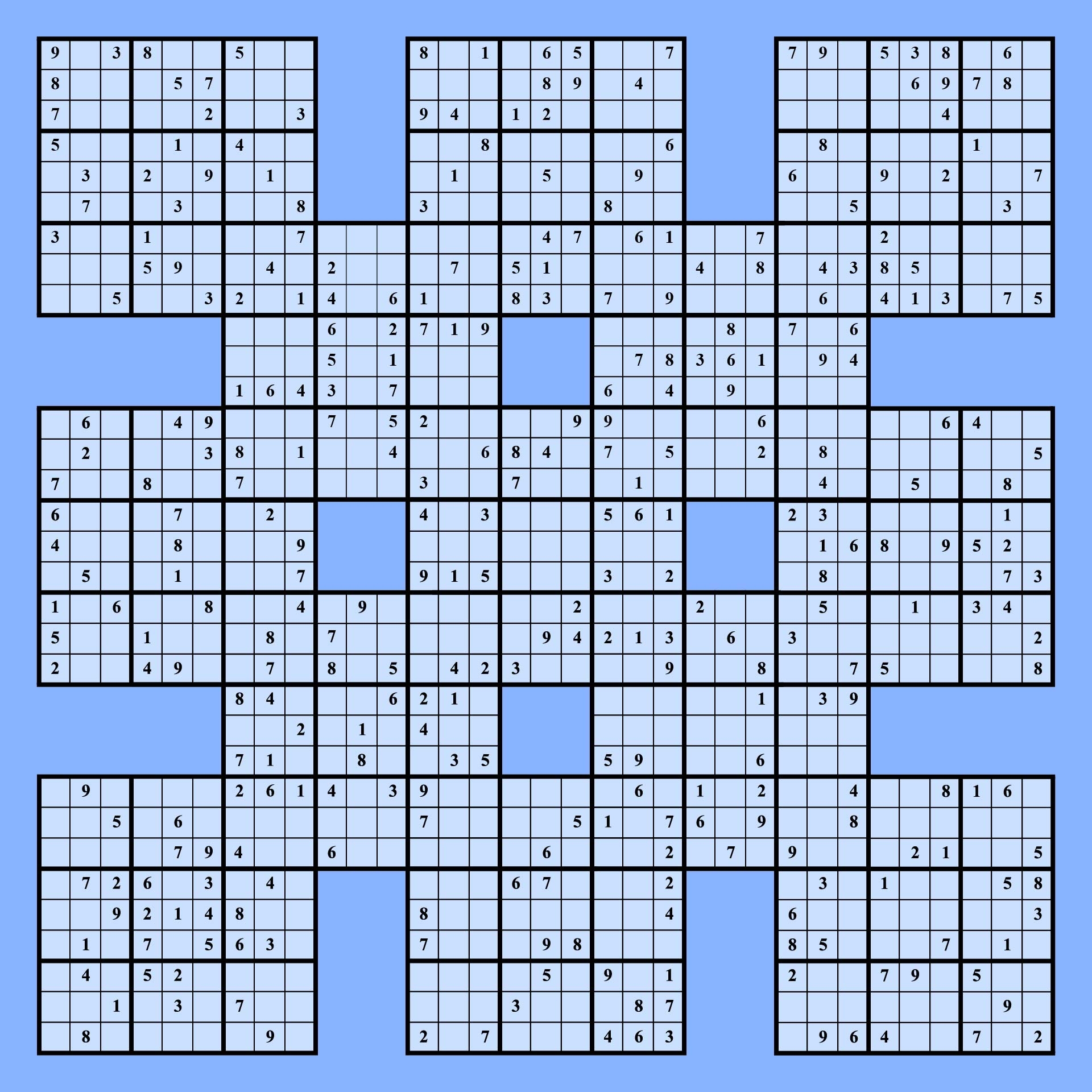 printable samurai sudoku