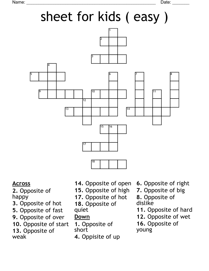 easy crossword puzzles printable with answers