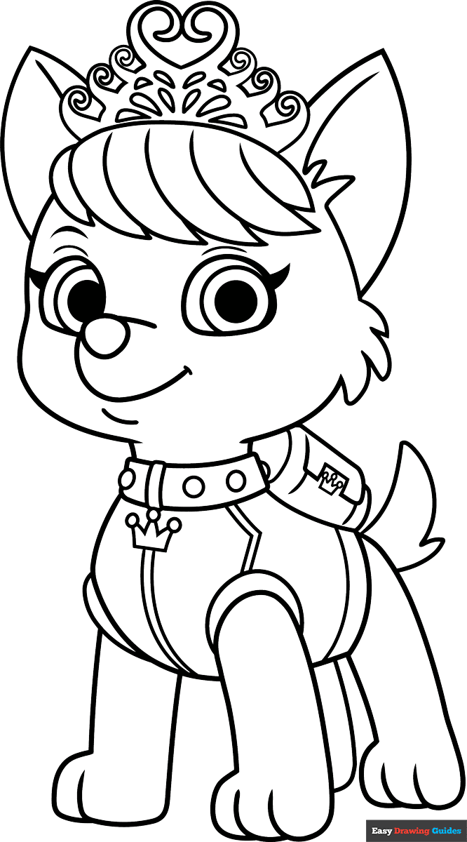 Sweetie From Paw Patrol Coloring Page Easy Drawing Guides