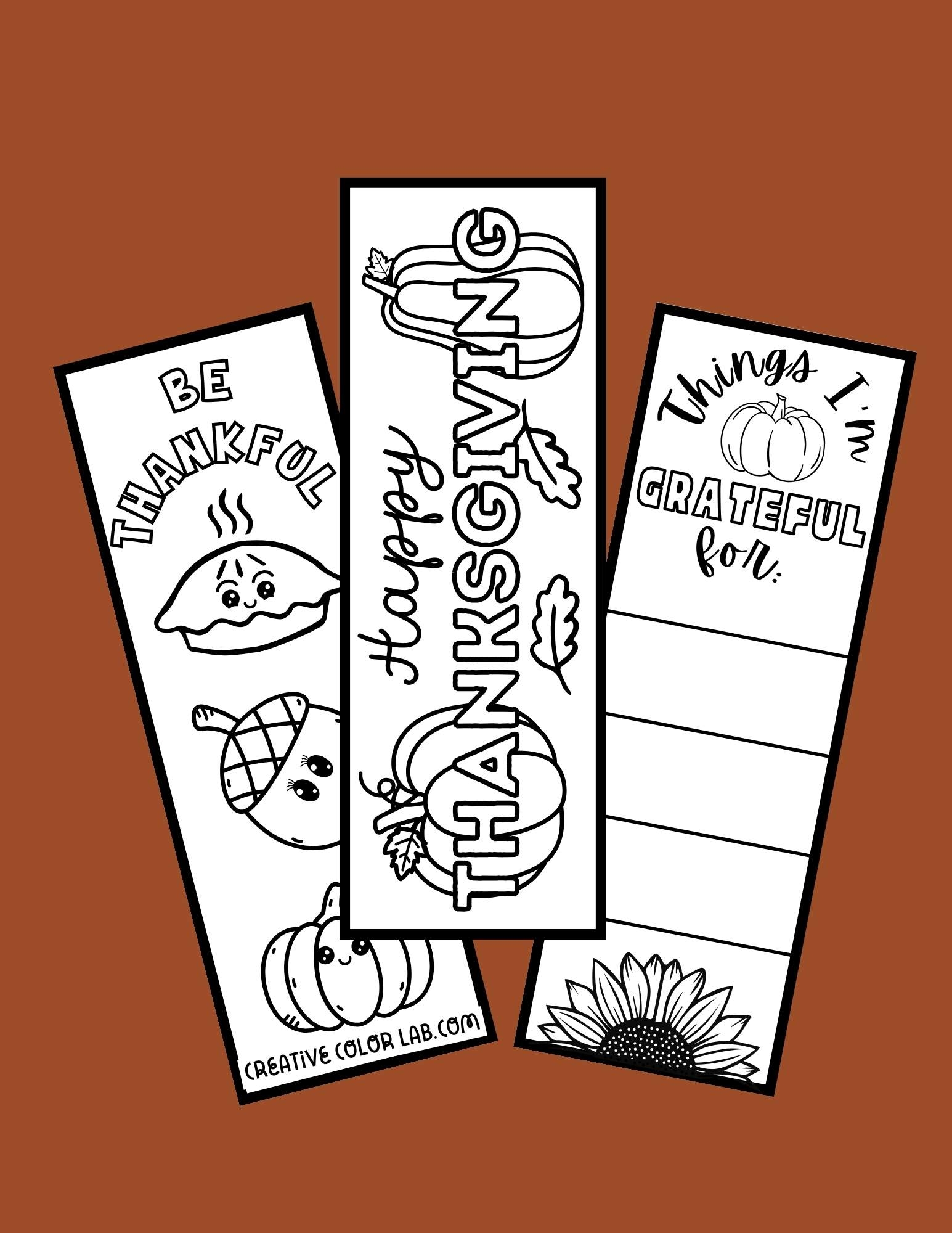 Thanksgiving Bookmarks To Color Free PDF Printables