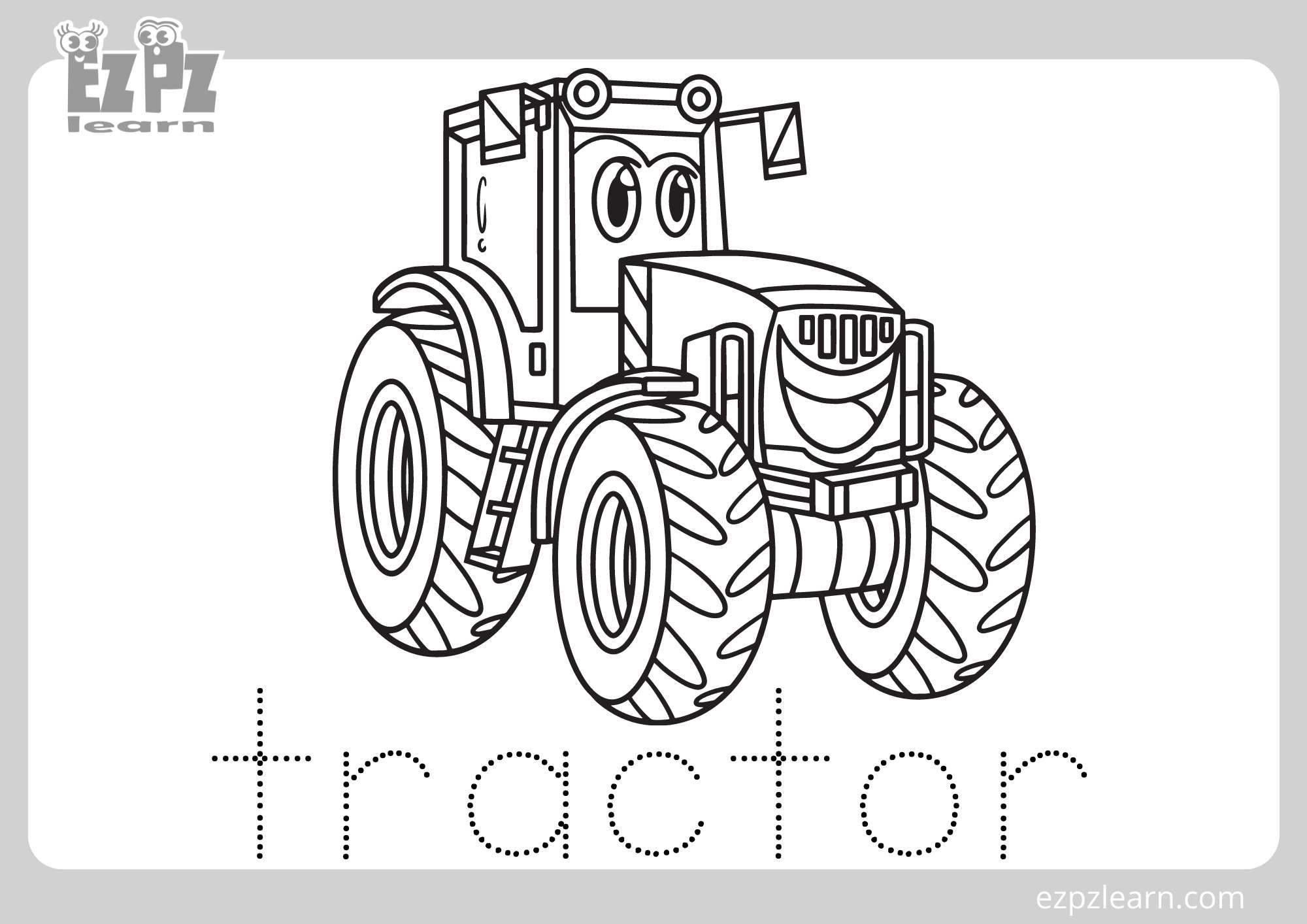 Tractor Coloring Page For Kids Free PDF Download Ezpzlearn