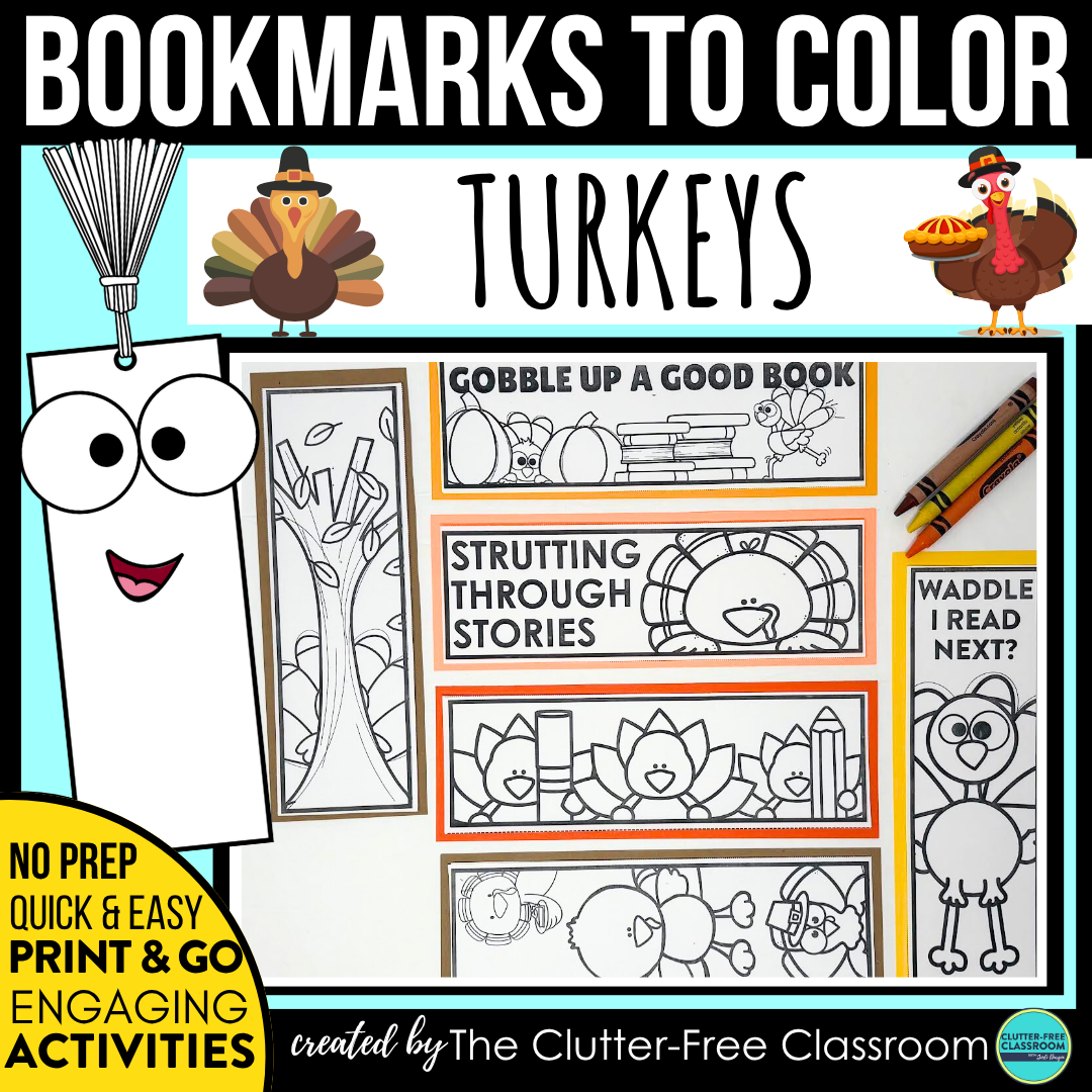 Turkey Bookmarks For Elementary Students To Color 2026 Teaching With Jodi Durgin And Company