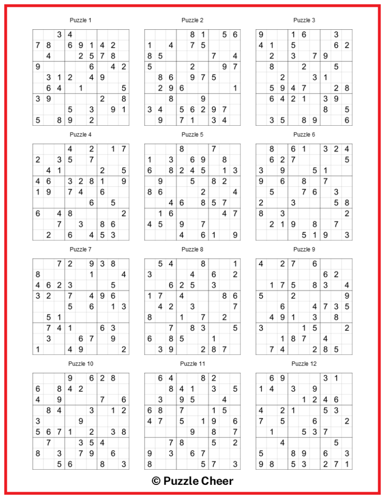 easy printable sudoku